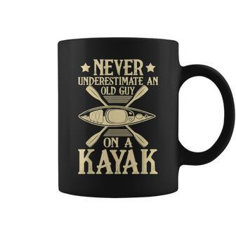 Never Underestimate An Old Guy On A Kayak Coffee Mug - Monsterry