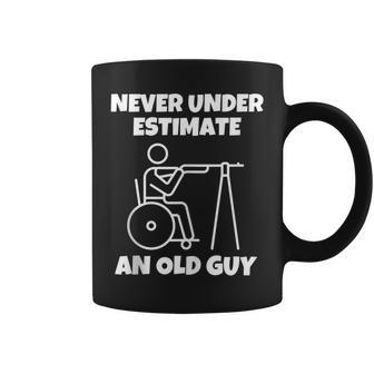 Never Underestimate An Old Guy Retired Old People Wheelchair Coffee Mug - Seseable