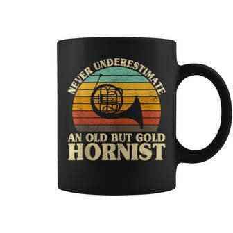 Never Underestimate An Old Hornist French Horn Player Bugler Coffee Mug - Monsterry CA