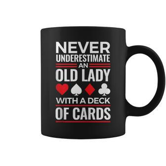 Never Underestimate An Old Lady With A Deck Of Cards Coffee Mug - Thegiftio UK