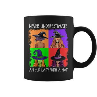 Never Underestimate An Old Lady With A Hat Basic Witch Coffee Mug | Mazezy