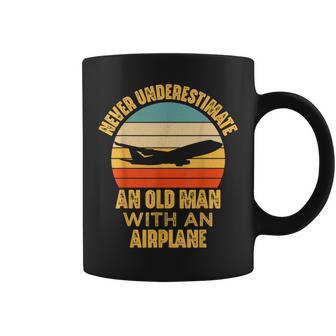 Never Underestimate An Old Man With Airplane Pilot Aviation Coffee Mug | Mazezy UK