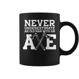 Never Underestimate An Old Man With An Axe Meme Coffee Mug - Monsterry