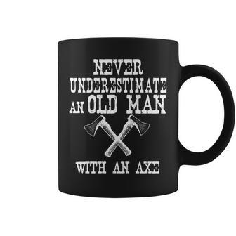 Never Underestimate An Old Man With An Axe Retro Lumberjack Coffee Mug - Seseable