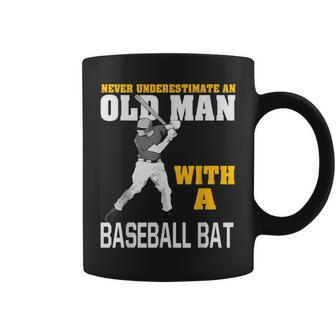 Never Underestimate An Old Man With A Baseball Bat Coffee Mug - Seseable