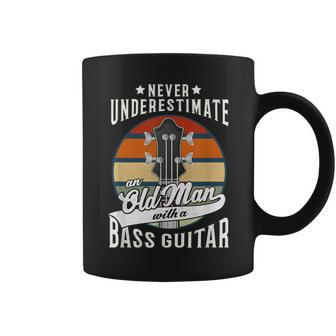 Never Underestimate An Old Man With A Bass Guitar Vintage Coffee Mug | Mazezy
