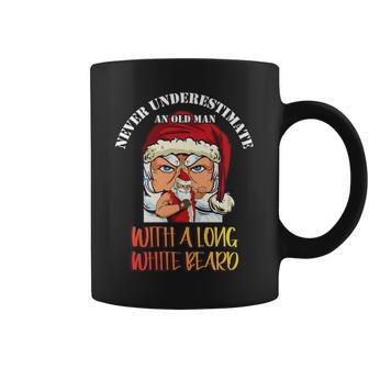 Never Underestimate An Old Man Beard Santa Clause Xmas Coffee Mug - Seseable