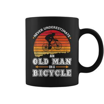 Never Underestimate An Old Man On A Bicycle Retired Cyclist Coffee Mug - Seseable