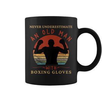 Never Underestimate An Old Man With Boxing Gloves Boxer Coffee Mug | Mazezy