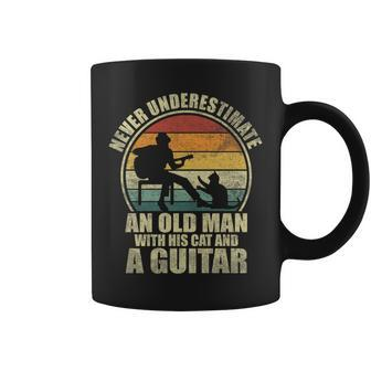 Never Underestimate An Old Man With His Cat And A Guitar Coffee Mug - Thegiftio UK