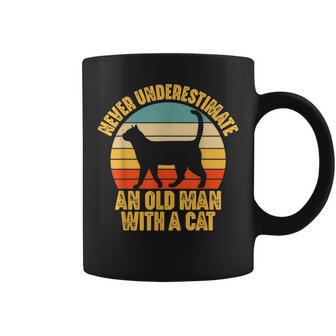Never Underestimate An Old Man With A Cat Lover Coffee Mug | Mazezy