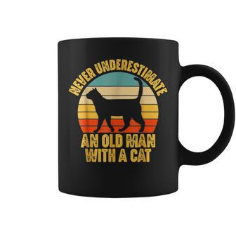 Never Underestimate An Old Man With A Cat Lover Vintage Coffee Mug | Mazezy UK