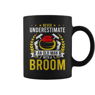 Never Underestimate An Old Man With A Curling Broom Coffee Mug - Monsterry UK