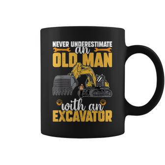 Never Underestimate Old Man With An Excavator Construction Coffee Mug | Mazezy