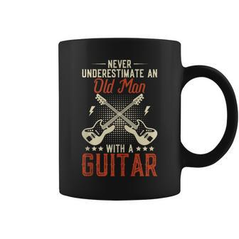 Never Underestimate An Old Man With A Guitar Retro Vintage Coffee Mug - Seseable