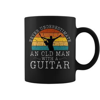 Never Underestimate An Old Man With A Guitar Vintage Sunset Coffee Mug | Mazezy