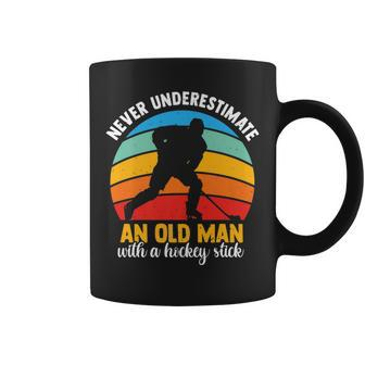 Never Underestimate An Old Man With A Hockey Stick Sports Coffee Mug - Seseable