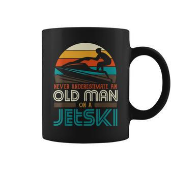 Never Underestimate An Old Man On A Jetski Grandpa Dad Coffee Mug | Mazezy