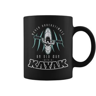 Never Underestimate An Old Man With A Kayak On Boating Coffee Mug - Seseable