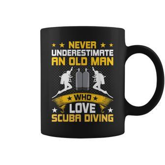 Never Underestimate Old Man Love Scuba Diving Coffee Mug - Thegiftio UK