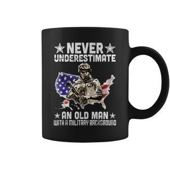 Never Underestimate And Old Man With A Military Background Coffee Mug - Thegiftio UK