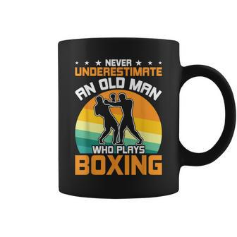 Never Underestimate An Old Man Who Plays Boxing Coffee Mug - Thegiftio UK