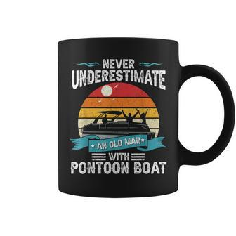 Never Underestimate An Old Man With Pontoon Boat Vintage Coffee Mug - Thegiftio UK