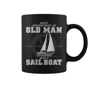 Never Underestimate An Old Man With A Sail Boat Coffee Mug - Seseable