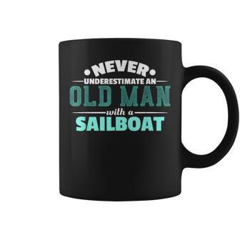 Never Underestimate An Old Man Sailboat Boat Sailing Coffee Mug | Mazezy
