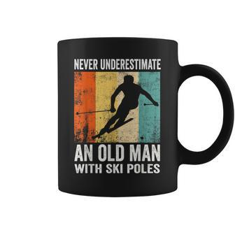 Never Underestimate An Old Man With Ski Poles Lover Skiing Coffee Mug | Mazezy