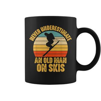Never Underestimate An Old Man On Skis Skier Skiing Coffee Mug | Mazezy