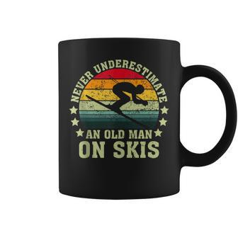 Never Underestimate An Old Man On Skis Skiing Skier Coffee Mug | Mazezy