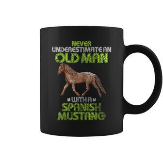 Never Underestimate An Old Man With A Spanish Mustang Horse Coffee Mug | Mazezy