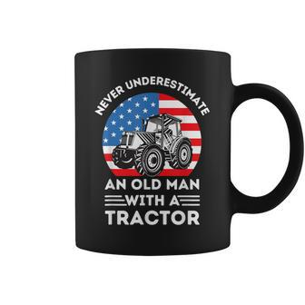 Never Underestimate An Old Man With A Tractor Retro Vintage Coffee Mug - Seseable
