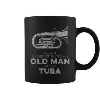 Never Underestimate An Old Man With A Tuba Vintage Novelty Coffee Mug - Seseable