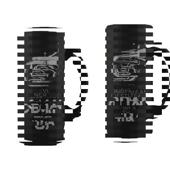 Never Underestimate An Old Man With A Tuba Vintage Novelty Coffee Mug - Seseable