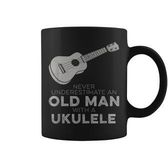 Never Underestimate An Old Man With A Ukulele Humor Coffee Mug - Seseable