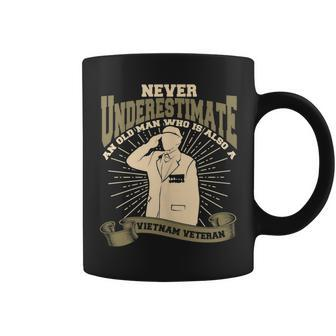 Never Underestimate An Old Man Us Flag Veteran Soldier Coffee Mug | Mazezy