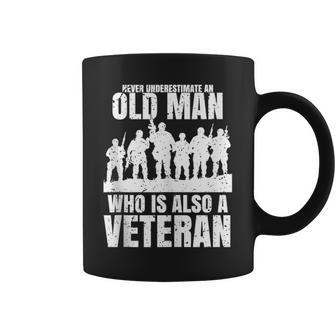 Never Underestimate An Old Man Who Is Also A Veteran Dad Coffee Mug - Seseable