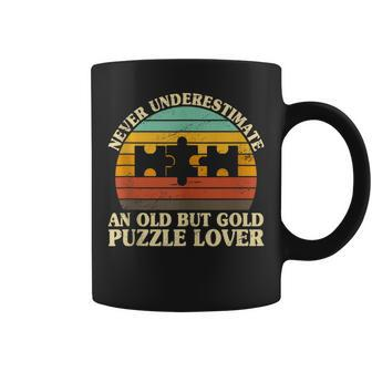 Never Underestimate An Old Puzzle Lover Jigsaw Enthusiast Coffee Mug - Monsterry CA