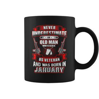Never Underestimate An Old Us Veteran Born In January Coffee Mug - Seseable