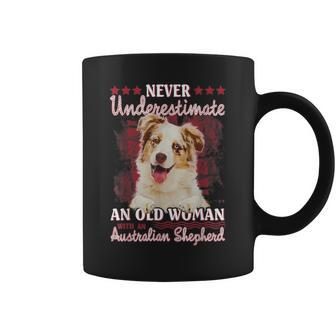 Never Underestimate An Old Woman With A Australian Shepherd Coffee Mug | Mazezy