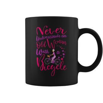 Never Underestimate An Old Woman With A Bicycle Quote Coffee Mug - Thegiftio UK