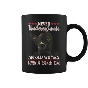 Never Underestimate An Old Woman With A Black Cat Coffee Mug | Mazezy UK