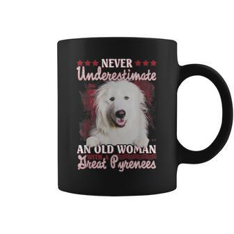 Never Underestimate An Old Woman With A Great Pyrenees Coffee Mug | Mazezy