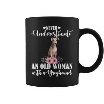 Never Underestimate An Old Woman With Greyhound Coffee Mug - Monsterry