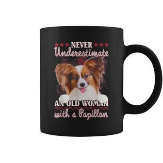 Never Underestimate An Old Woman With A Papillon Coffee Mug | Mazezy