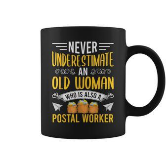 Never Underestimate An Old Woman Also A Postal Worker Coffee Mug - Thegiftio UK