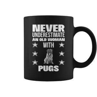 Never Underestimate An Old Woman With Pugs Coffee Mug - Monsterry AU