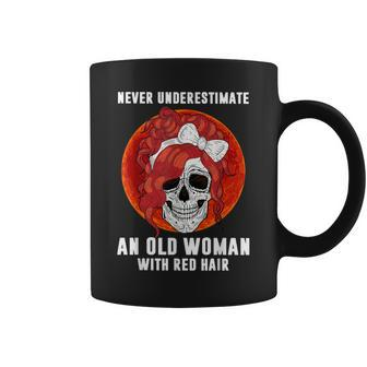 Never Underestimate An Old Woman With Red Hair Coffee Mug | Mazezy
